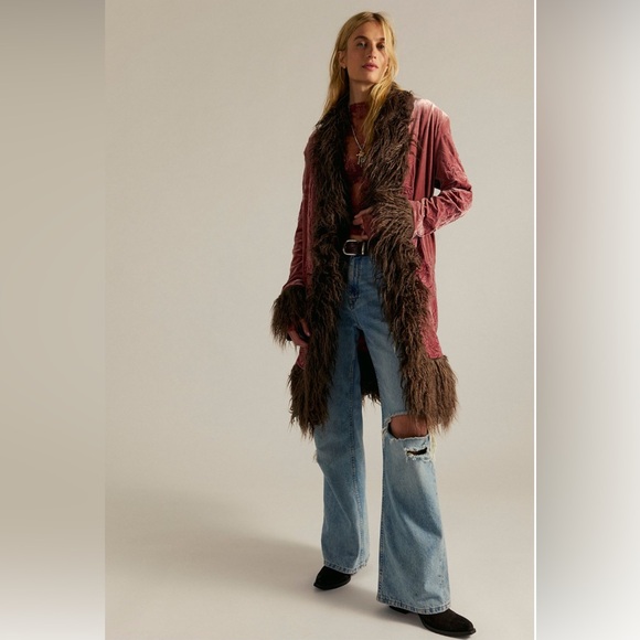 Free People Penny Lane Moon Glow Coat - Pink Brown - Picture 4 of 15